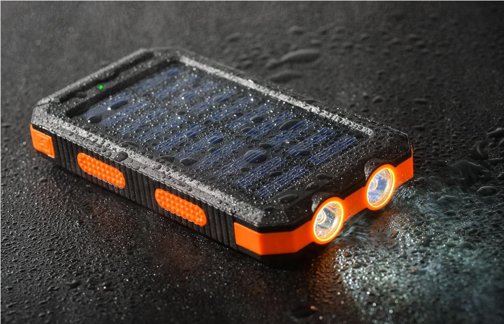 Brite Power-Bank-Solar-Charger - 8000mAh Portable Charger,Solar Power Bank, Dual USB Port Built-in Led Flashlight and Compass for Cell Phone and Electronic Devices, Perfect for Camping Travel. (orange)