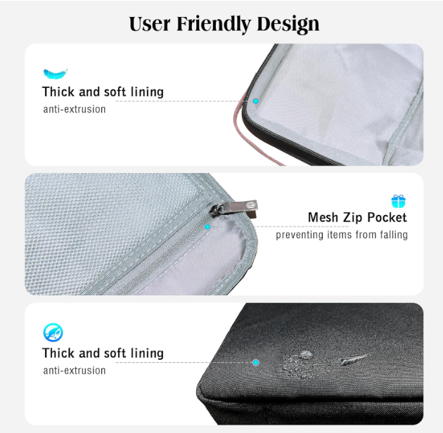 Tech Pouch Cable Organiser Bag with Handle Large Capacity Electronics Accessories Travel Organizer Adjustable Dividers for Travel Office School Fit