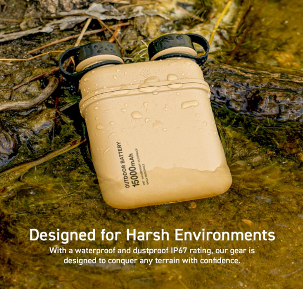 ortable Charger, 15000mAh Outdoor Battery Power Bank, 32W USB-C Fast Charging PD, Waterproof IP67, Durable Shockproof, Battery Pack for Smartphone Tablet Hiking Travel Camping - Beige