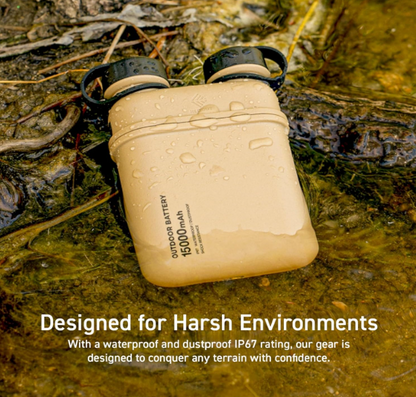 ortable Charger, 15000mAh Outdoor Battery Power Bank, 32W USB-C Fast Charging PD, Waterproof IP67, Durable Shockproof, Battery Pack for Smartphone Tablet Hiking Travel Camping - Beige