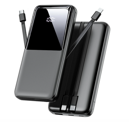 26800mAh Fast Charging Power Bank By Britebay with Built-in Cables, Portable Charger with 3 Ports & LED Display, High-Capacity Battery Pack Compatible with iPhone 17/16/15/14/13, Android & More – Black