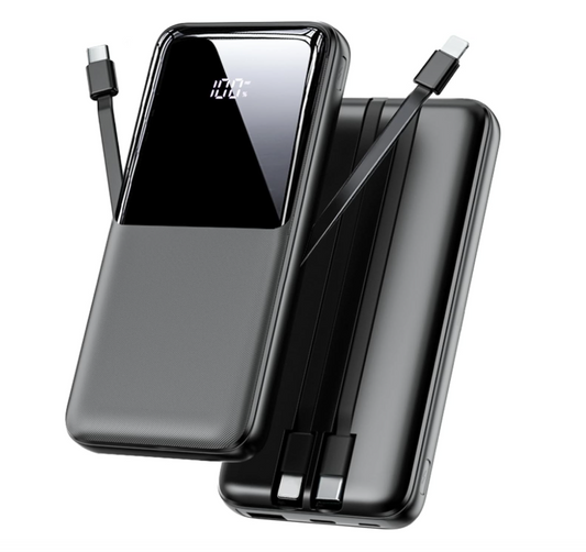 26800mAh Fast Charging Power Bank By Britebay with Built-in Cables, Portable Charger with 3 Ports & LED Display, High-Capacity Battery Pack Compatible with iPhone 17/16/15/14/13, Android & More – Black