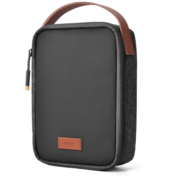 Tech Pouch Cable Organiser Bag with Handle Large Capacity Electronics Accessories Travel Organizer Adjustable Dividers for Travel Office School Fit